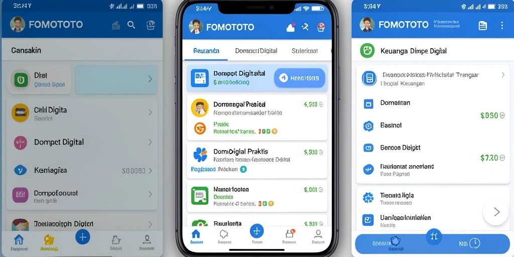 Antarmuka intuitif FOMOTOTO untuk dompet digital yang modern.